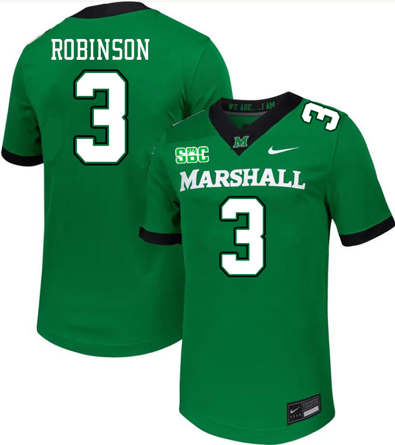 Men #3 Bryan Robinson Marshall Thundering Herd SBC Conference College Football Jerseys Stitched-Gree